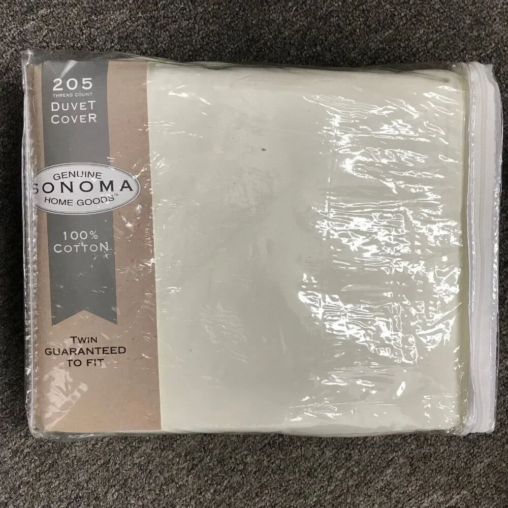 SONOMA Twin Duvet Cover Cream 100% Cotton 205 Thread Count Woven
